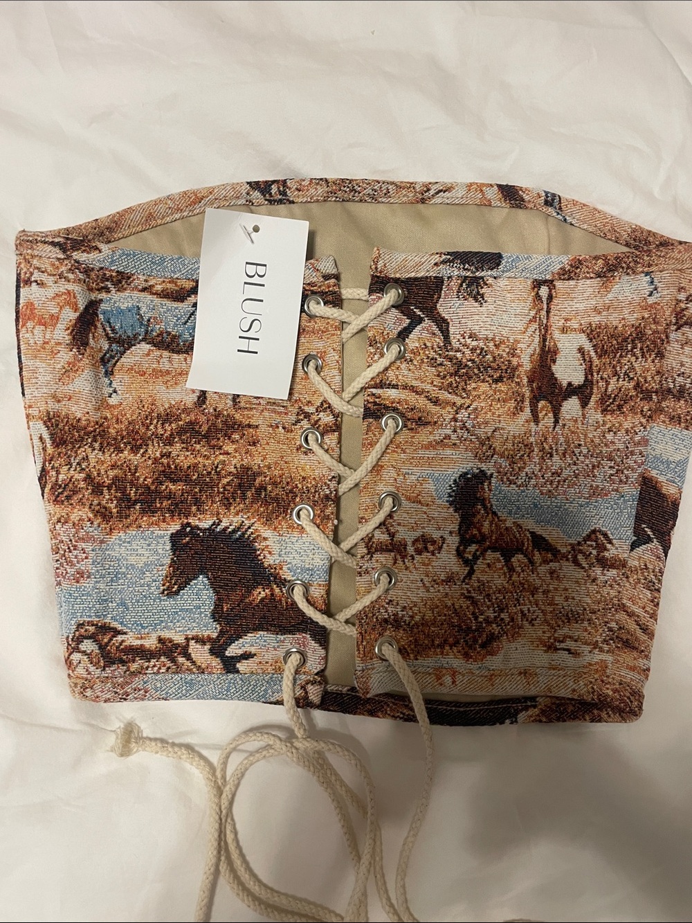 Blush Vintage Wild Horse Print Tube Top size small